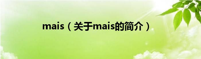 mais（关于mais的简介）