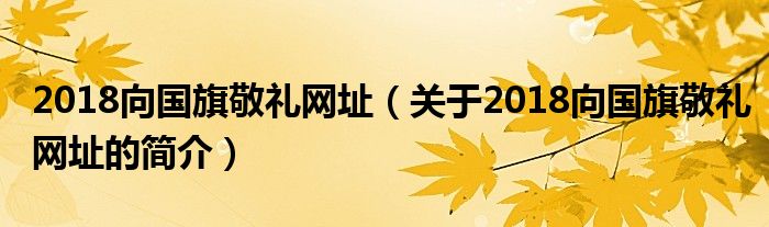 2018向国旗敬礼网址（关于2018向国旗敬礼网址的简介）