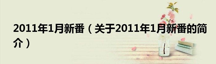 2011年1月新番（关于2011年1月新番的简介）