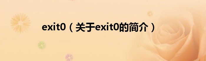 exit0（关于exit0的简介）