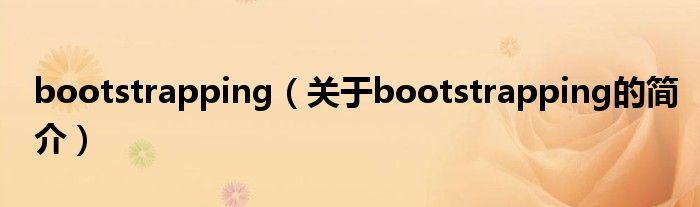 bootstrapping（关于bootstrapping的简介）