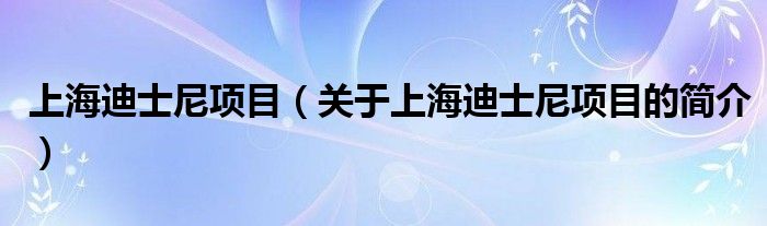 上海迪士尼项目（关于上海迪士尼项目的简介）