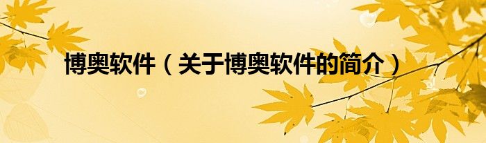 博奥软件（关于博奥软件的简介）