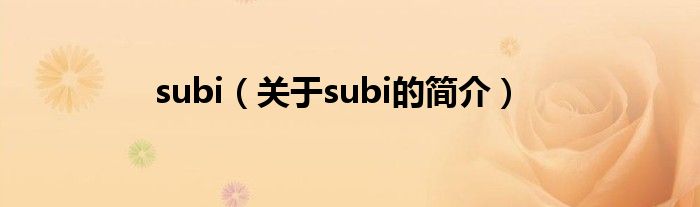 subi（关于subi的简介）