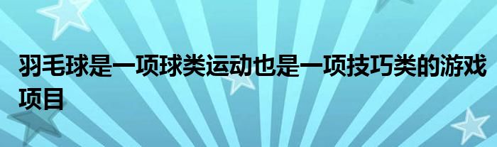 羽毛球是一项球类运动也是一项技巧类的游戏项目