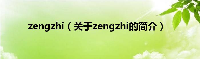 zengzhi（关于zengzhi的简介）