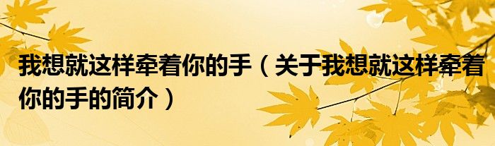我想就这样牵着你的手（关于我想就这样牵着你的手的简介）