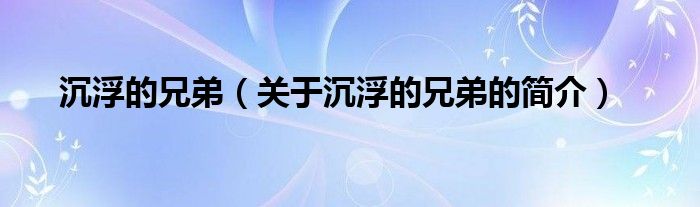 沉浮的兄弟（关于沉浮的兄弟的简介）