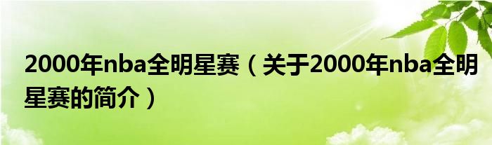 2000年nba全明星赛（关于2000年nba全明星赛的简介）