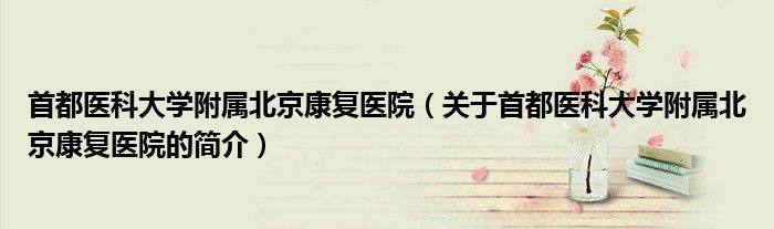 首都医科大学附属北京康复医院（关于首都医科大学附属北京康复医院的简介）