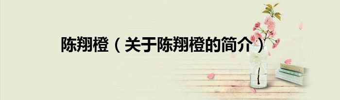 陈翔橙（关于陈翔橙的简介）