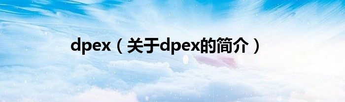 dpex（关于dpex的简介）