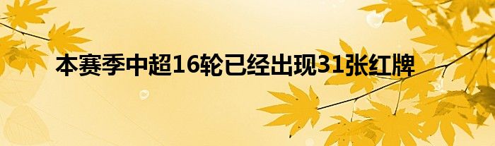 本赛季中超16轮已经出现31张红牌