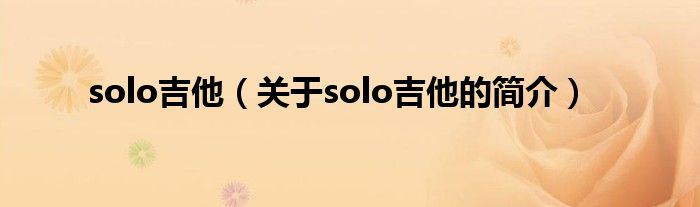 solo吉他（关于solo吉他的简介）