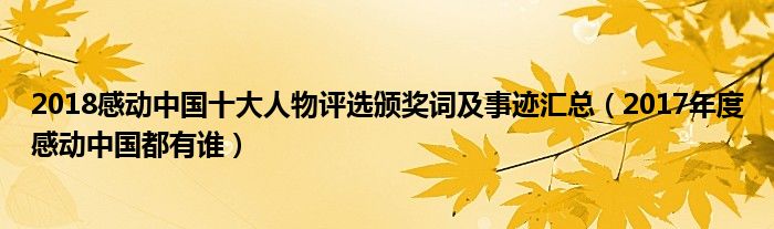 2018感动中国十大人物评选颁奖词及事迹汇总（2017年度感动中国都有谁）