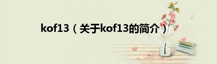 kof13（关于kof13的简介）