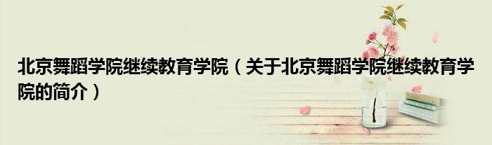 北京舞蹈学院继续教育学院（关于北京舞蹈学院继续教育学院的简介）