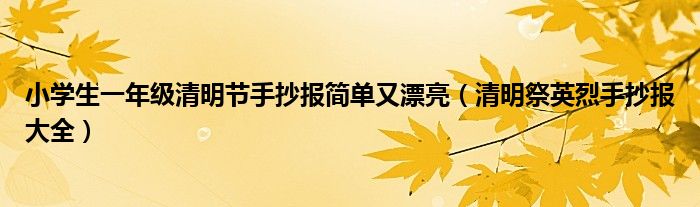 小学生一年级清明节手抄报简单又漂亮（清明祭英烈手抄报大全）