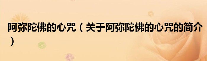 阿弥陀佛的心咒（关于阿弥陀佛的心咒的简介）