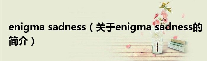enigma sadness（关于enigma sadness的简介）