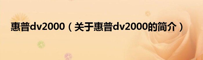 惠普dv2000（关于惠普dv2000的简介）
