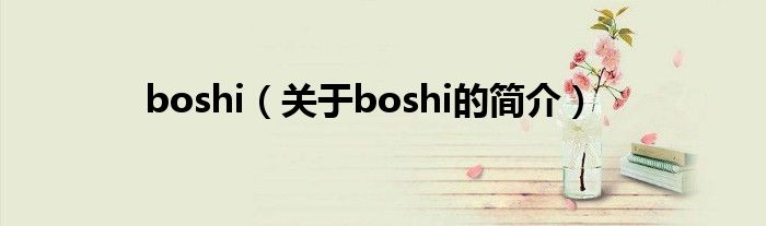 boshi（关于boshi的简介）