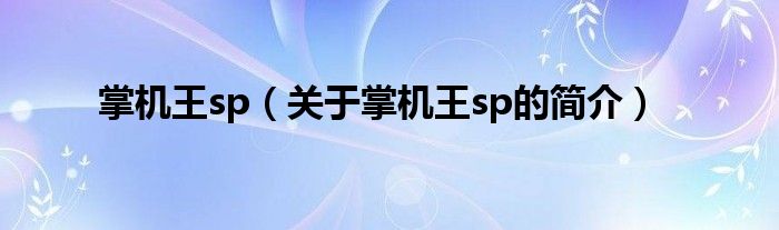 掌机王sp（关于掌机王sp的简介）