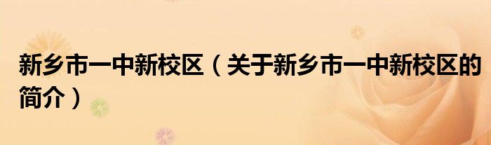 新乡市一中新校区（关于新乡市一中新校区的简介）