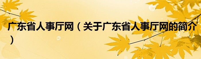 广东省人事厅网（关于广东省人事厅网的简介）