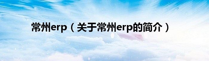 常州erp（关于常州erp的简介）