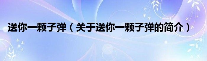 送你一颗子弹（关于送你一颗子弹的简介）