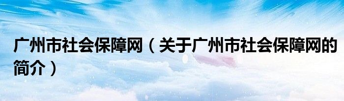 广州市社会保障网（关于广州市社会保障网的简介）