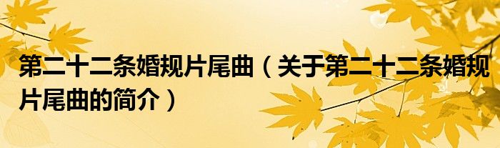 第二十二条婚规片尾曲（关于第二十二条婚规片尾曲的简介）