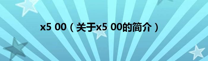 x5 00（关于x5 00的简介）