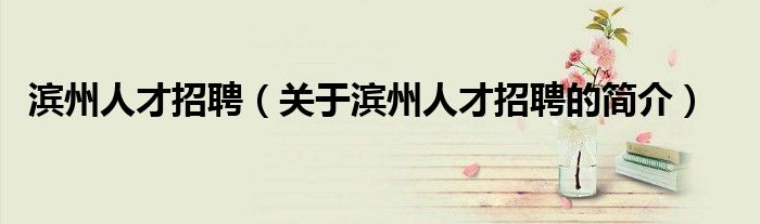 滨州人才招聘（关于滨州人才招聘的简介）