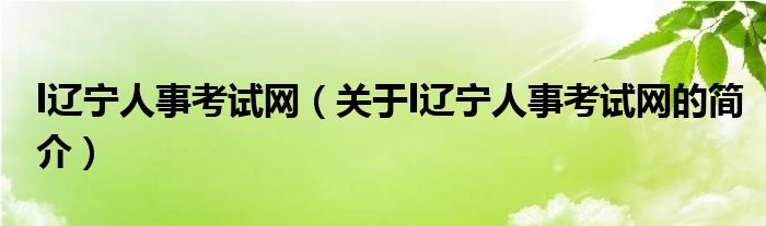 l辽宁人事考试网（关于l辽宁人事考试网的简介）
