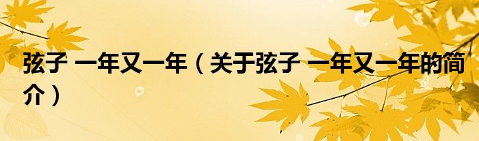 弦子 一年又一年（关于弦子 一年又一年的简介）