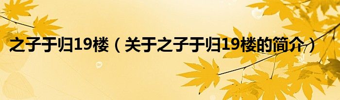 之子于归19楼（关于之子于归19楼的简介）