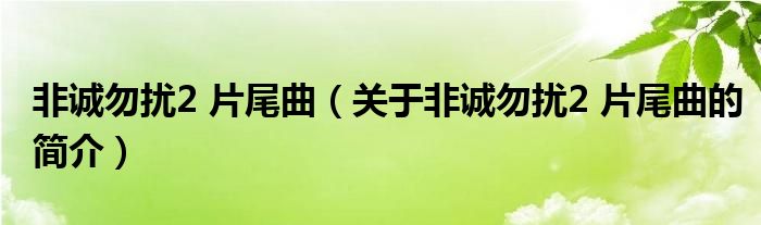 非诚勿扰2 片尾曲（关于非诚勿扰2 片尾曲的简介）