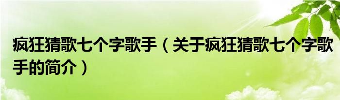 疯狂猜歌七个字歌手（关于疯狂猜歌七个字歌手的简介）