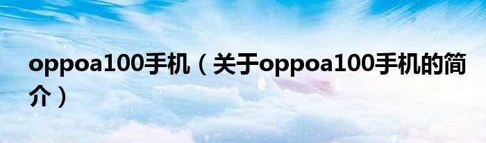 oppoa100手机（关于oppoa100手机的简介）