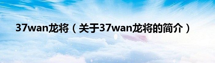 37wan龙将（关于37wan龙将的简介）