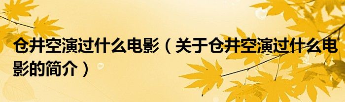 仓井空演过什么电影（关于仓井空演过什么电影的简介）