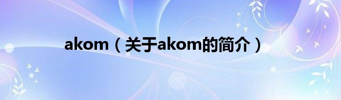 akom（关于akom的简介）