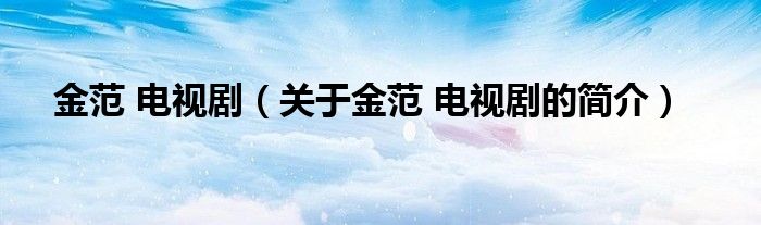 金范 电视剧（关于金范 电视剧的简介）