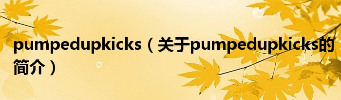 pumpedupkicks（关于pumpedupkicks的简介）