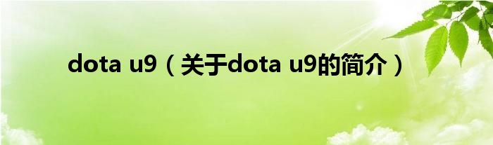 dota u9（关于dota u9的简介）