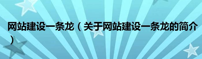 网站建设一条龙（关于网站建设一条龙的简介）