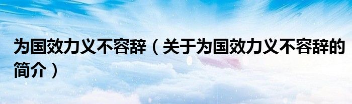 为国效力义不容辞（关于为国效力义不容辞的简介）