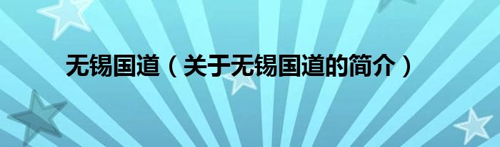 无锡国道（关于无锡国道的简介）